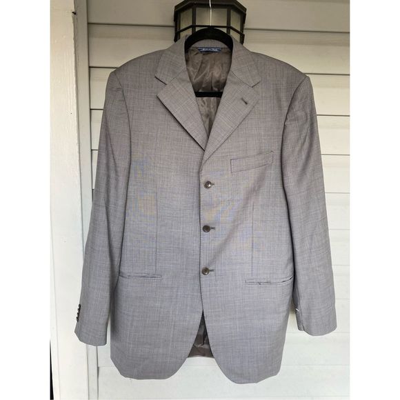 Posillipo 1930 Sartoria Made in Napoli Single-Breasted Checkered Coat Gray Custo - Picture 1 of 16